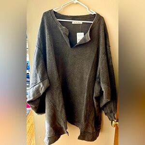NWT Free People Distressed Oversized Sweatshirt Tunic, Sz Med